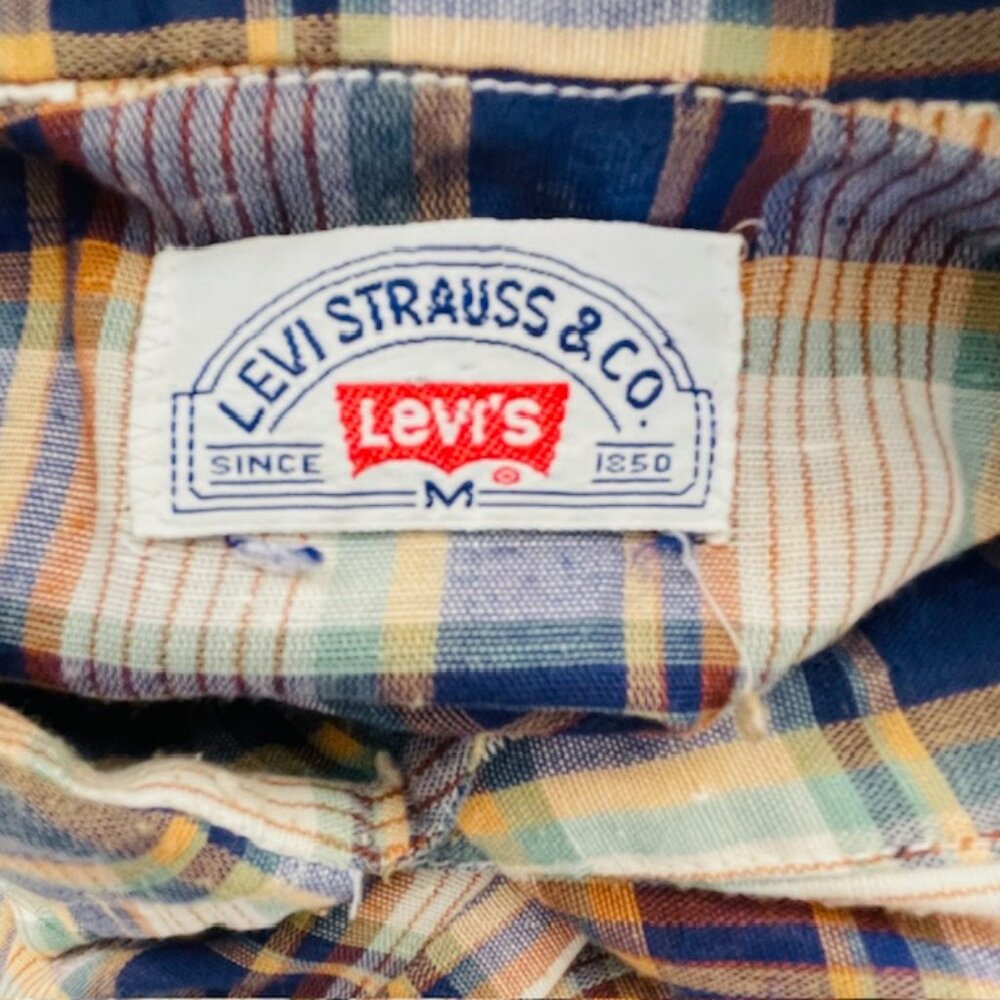 Levi's Vintage 70's White Tab Western Workwear Pearl Snap Plaid Shirt Medium - Picture 2 of 9